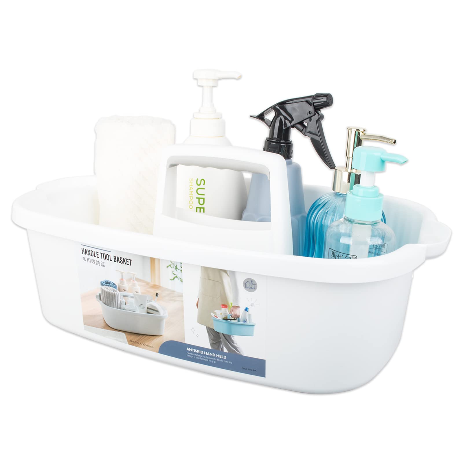 JiatuA Large Cleaning Supplies Caddy Portable Shower Basket Supply Organizer with Handle Plastic Bucket Tool Storage for Bathroom, Bedroom, Kitchen, College Dorm, Garden, Dark Gray Dormly