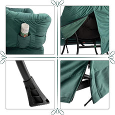 HollyHOME Lazy Chair with Armrest and Side Pocket, Comfy Accent Lounge Chair,Leisure Sofa Armchair for Living Room, Bedroom, Dorm, or Small Spaces, Oversized Reading Sofa Chair,Velvet Dark Atrovirens