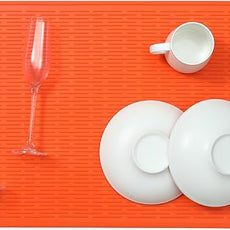 Silicone Dish Drying Mat for Multiple Usage,Easy clean,Eco-friendly,Heat-resistant Silicone Mat for Kitchen Counter or Sink,Refrigerator or Drawer Liner Orange 5XL 36inches x 18inches