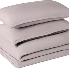 Amazon Basics Brushed Microfiber Comforter Set, Extra Soft with Natural Texture, 3-Piece, King, Purple