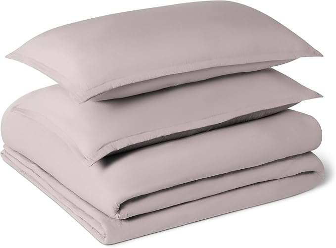 Amazon Basics Brushed Microfiber Comforter Set, Extra Soft with Natural Texture, 3-Piece, King, Purple