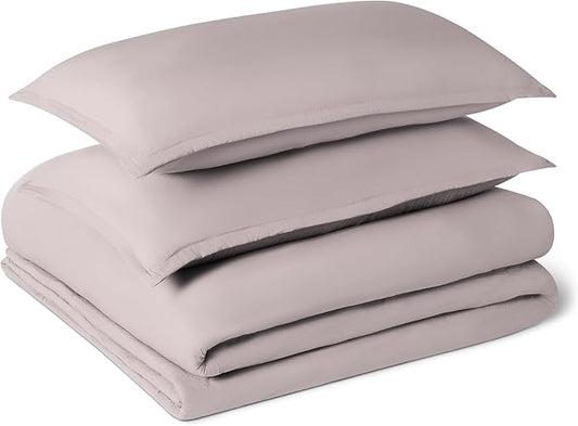 Amazon Basics Brushed Microfiber Comforter Set, Extra Soft with Natural Texture, 3-Piece, King, Purple