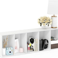 Furinno LUDER Book Shelf, 5-Cube Bookshelf, Bookcase with Open Shelf, 9.4 x 15.8 x 52, for Living Room, Bedroom, Home Office, White