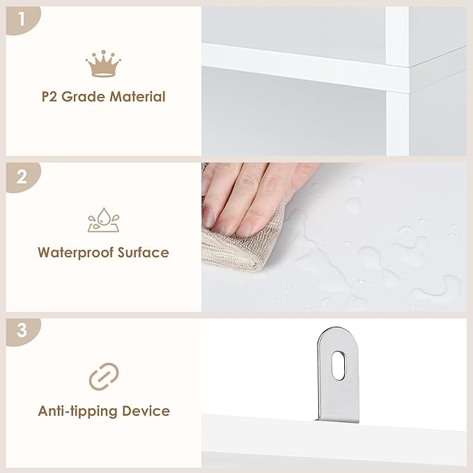 FOTOSOK 6-Tier Open Bookcase and Bookshelf, Freestanding Display Storage Shelves Tall Bookcase for Bedroom, Living Room and Office, White