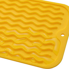 Silicone Dish Drying Mat for Multiple Usage,Easy clean,Eco-friendly,Heat-resistant Silicone Mat for Kitchen Counter or Sink,Refrigerator or Drawer Liner Yellow S 12 inches x 6 inches