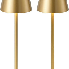 KDG 2 Pack Cordless Table Lamp, Portable LED Desk Lamps, 5000mAh Battery Operated, 3 Color Stepless Dimming Up, for Restaurant, Bedroom, Outdoor Camping, Coffee Shop, Night Light, Rechargeable (Gold)