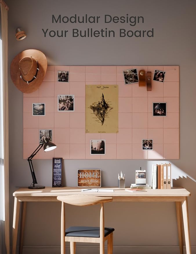 Large Felt Bulletin Board 36" x 24"Cork Board Alternative-6 Pack with 40 Safe Removable Adhesive Tabs, Cork Boards for Walls Cork Board for Home Office Classroom Pin Board-Coral