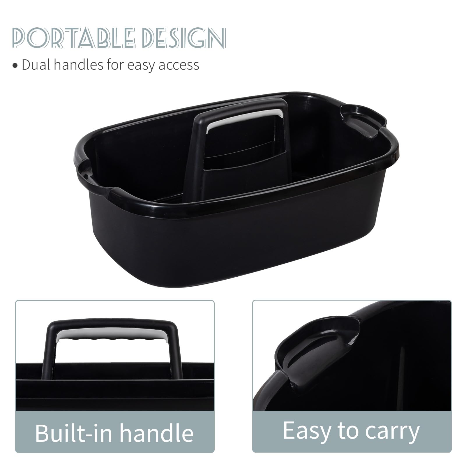JiatuA Large Cleaning Supplies Caddy Portable Shower Basket Supply Organizer with Handle Plastic Bucket Tool Storage for Bathroom, Bedroom, Kitchen, College Dorm, Garden, Dark Gray Dormly