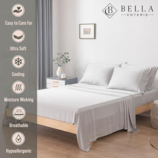 Bella Coterie 6 Piece Luxury Bamboo Viscose Queen Size Sheet Set | 100% Organically Grown | Cooling for Hot Sleepers | 18