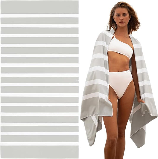 SummerSand Microfiber Beach Towel Extra Large (79 x 39.5 in) - Quick Dry, Sand Free - Compact and Lightweight for Travel - Recycled Materials - Travel Bag Incl - Oversized Pool Towel – Marble Sand