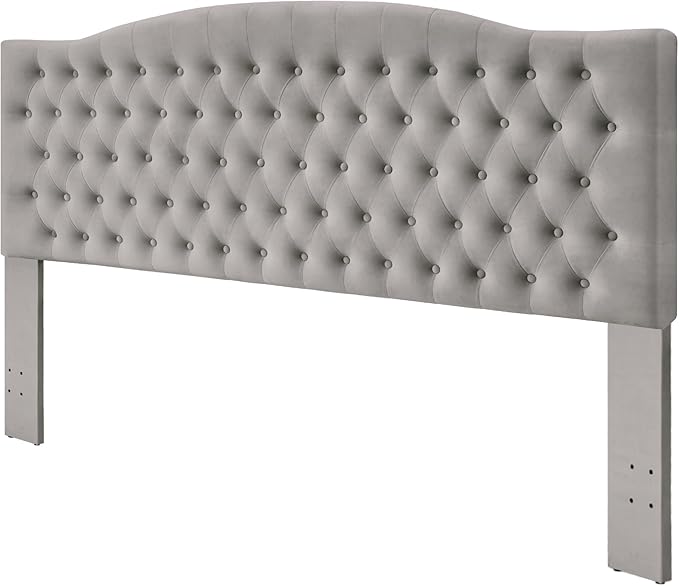 Velvet Upholstered Headboard King/Cal King Size Latest Model Wall Mount, Bed Frame Mount, Featuring High-Density Sponge Padding, Luxury Texture Easy Assembly and Style-Light Gray