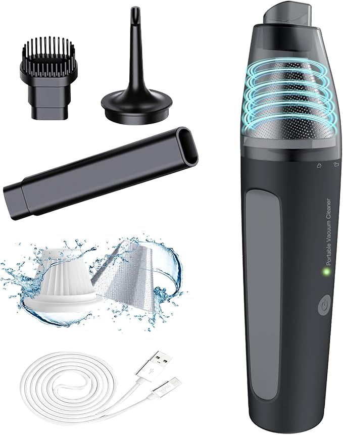 PATO Handheld Vacuum, 13000PA Portable Cordless Car Vacuum Cleaner, Suction and Blow 2-in-1 Dust Removal Vacuum Cleaner for Car, Home, Office, Pet. Black