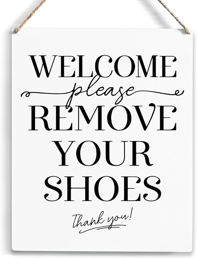 YCYD Welcome Sign for Front Door, Please Remove Your Shoes Signs, No Shoes Sign for Home Farmhouse, Wooden Hanging Plaque 10 x 8 Inch, for Office Bedroom Living Room Home Decor Gifts