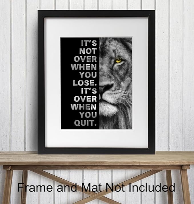 YELLOWBIRD ART & DESIGN Motivational Wall Art & Decor - Positive Quotes - Motivational poster - Office Wall Art - Lion Wall Decor Inspiration Motivation Man cave Gym Wall Decor for Men