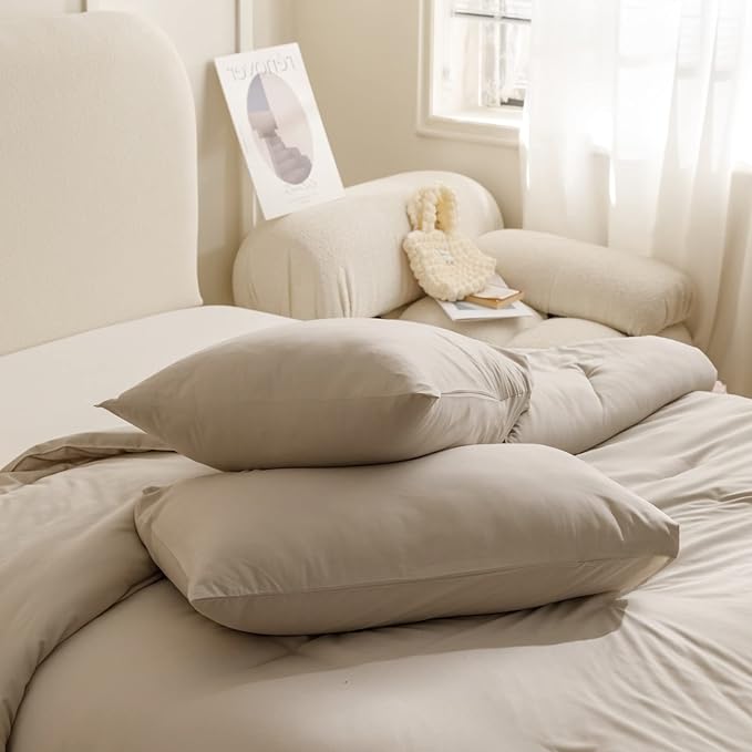 ROSGONIA California King Comforter Set Oatmeal, 3pcs Bedding (1 Boho Cal King Comforter & 2 Pillowcases), All Season Bedspread Blanket Quilt