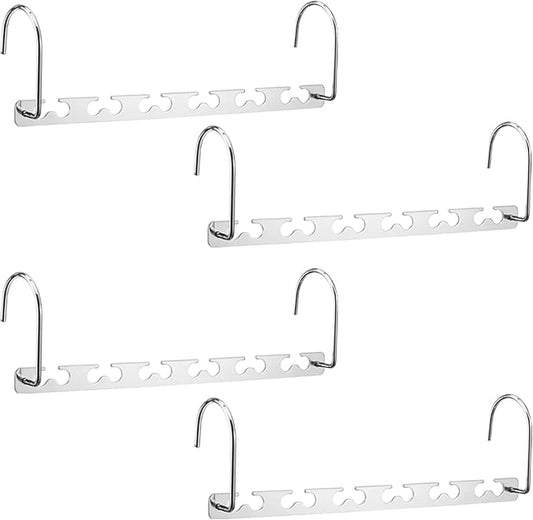 Meetu Space Saving Metal Clothes Hangers 6X2 Slots Magic Cascading Hanger Updated Hook Design Closet Organizer (Pack of 4)