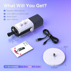 FIFINE XLR/USB Gaming Microphone for Streaming Podcasting, PC Computer RGB Mic, with Gain Knob, Mute Button, Monitoring Jack, Gamer Mic for Recording Video Creation-AmpliGame AM8 White