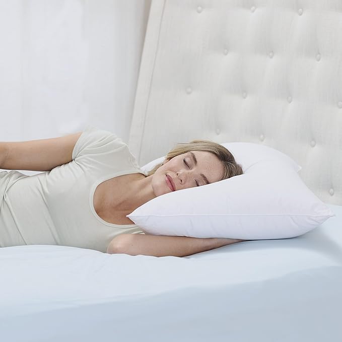 Cuddledown Organic Cotton Down Alternative Pillow | 100% Organic Cotton Shell | European Down Alternative Fill | Hypoallergenic | Handcrafted | Oeko-TEX Certified | 20" x 30" | Queen | Firm