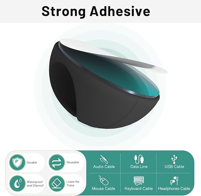 18 Pack Mini Cable Clips, Znben Cord Organizer Holder Adhesive Cord Management Charger Wire Holder Clips for Desk, Home, Office, Car, Cubicle, Nightstand Black