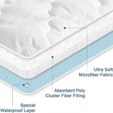 Twin Extra Long (XL) Mattress Pad Waterproof Protector, Twin XL Mattress Protector Cover for College Dorm, Breathable & Noiseless Twin XL Mattress Topper Fitted with Deep Pocket to 14