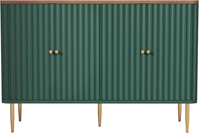48" Sideboard Buffet Cabinet with Storage,Modern Accent Cabinet with 4 Door and Removable Shelves,Credenza Buffet Table for Living Room,Dinning Room,Entryway,Green