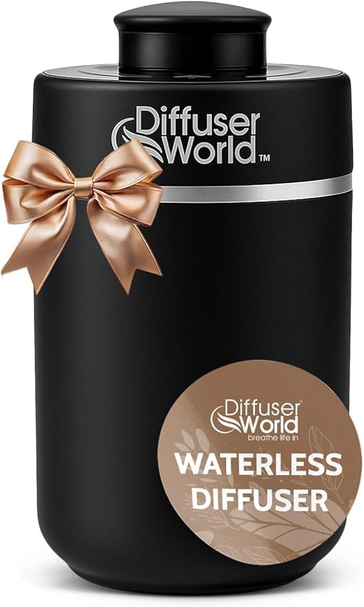 600 Sq Ft Waterless Diffuser for Essential Oils, Aroma Express Black Portable Aroma Atomizer for Room Fragrance, Home Scent Machine, Air Aromatherapy