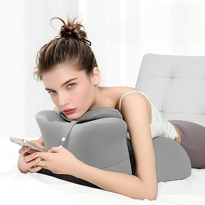 Memory Foam Ergonomic Wedge Pillow and Reading Pillow for Adult– Support for Neck, Back & Legs – Ideal for Sleeping, Reading, Anti-Snoring & Pain Relief – Removable Washable Cover