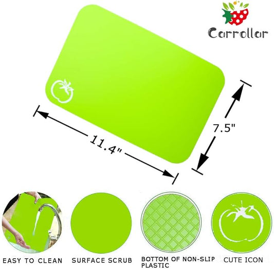 Small Flexible Plastic Cutting Board Mats, 2 Pack Cutting Boards Mats With Food Icons, Gripped Back and Dishwasher Safe, Set of 4,7.5x11.4inch (2)