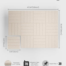 Bumusty Large Cork Board Alternative-47 x35 Felt Bulletin Board Tiles, with 30 Pushpins, 70 Adhesive Tabs, 12-Pack Slat Wall Paneling, Cork Boards for Office Push Pin Board Felt Board-Oatmeal