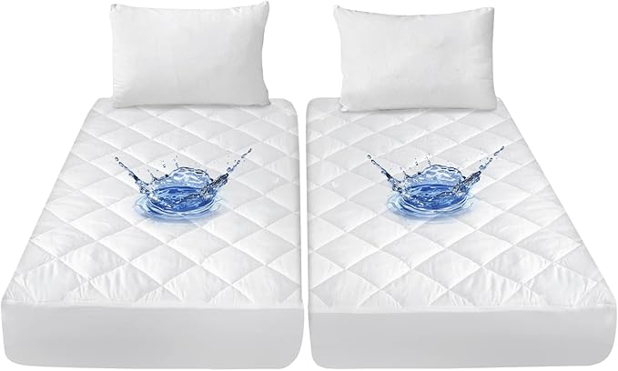 Split California King Mattress Protector Pad for Adjustable Beds, Absorbent Quilted Mattress Pad Topper Cover, Fitted Mattress Protector, Down Alternative Filling Mattress Cover Waterproof