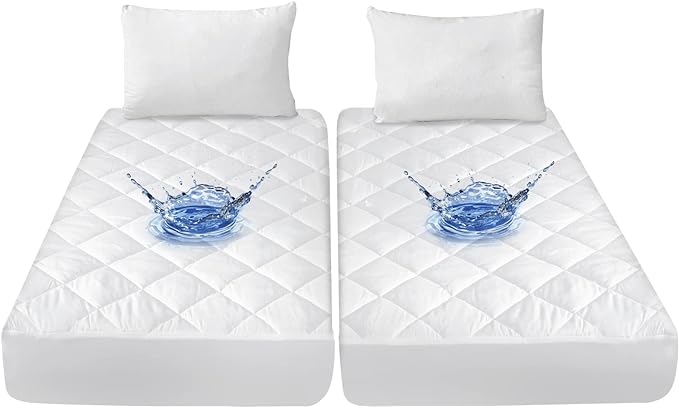 Split King Mattress Topper Protector Pad for Adjustable Bed Cover, Quilted, Breathable, Absorbent, Fitted Sheet Style, Machine Washable