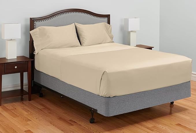 MyPillow Giza Dreams Bed Sheets, 100% Certified Giza Egyptian Cotton, Deep Pocket, Sateen Weave [Queen, Tan]