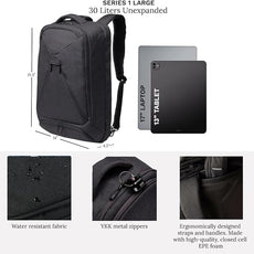 Knack Series 1 Laptop Backpack Fits up to 17 Inch - Knack Bags Carry-On Backpack, TSA Approved, Expandable Travel Backpacks With 4 Day Outfit Capacity (Stealth Black, Large)