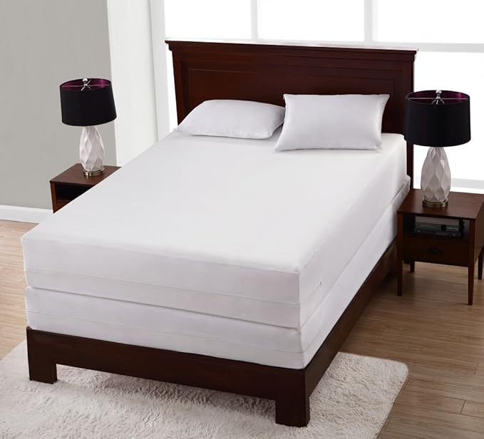 All-in-One Mattress Protector, Zippered Encasement, Water & Stain Resistant, Triple Seal Protection, Full, White