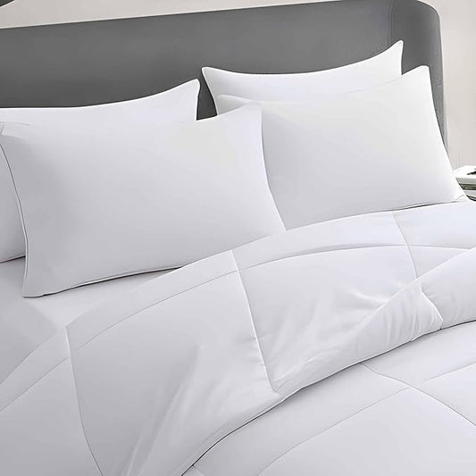 Medium Support Bed Pillows Standard Size Set of 4 Pack for Sleeping 20"x26", Hypoallergenic Skin Friendly Down Alternative Filling for Side Stomach Back Sleeper Machine Washable