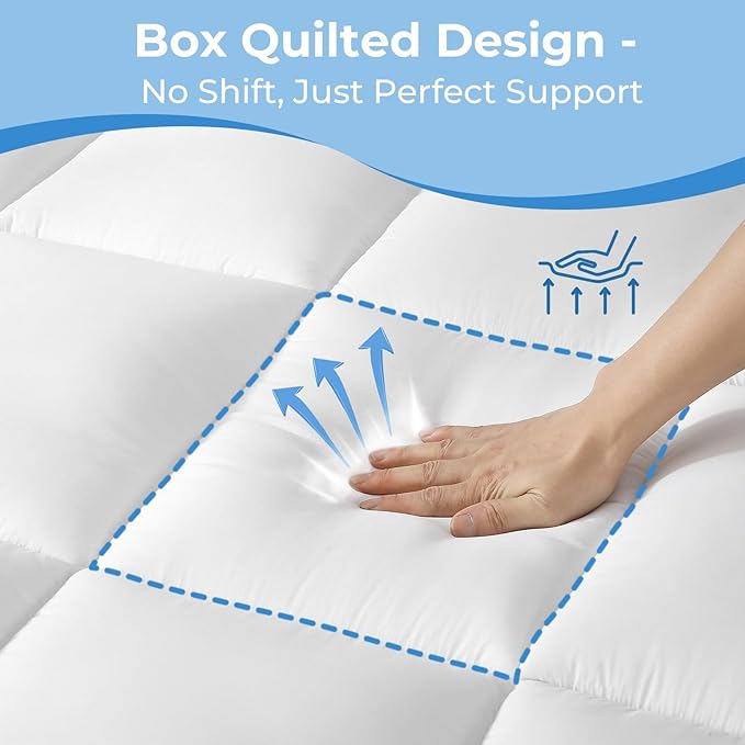 YUGYVOB Twin XL Mattress Topper -600GSM Extra Thick Cooling & Breathable Mattress Pad with Deep Pocket 8"-21" & Soft Down Alternative Filling, White