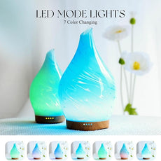 Porseme 280ml Essential Oil Diffuser Glass Color Changing Aroma Air Diffusers Aromatherapy Ultrasonic Cool Mist Humidifier 7 Running Hours Waterless Auto-off for Sleeping, Yoga, Office, Spa(Blue Wave)