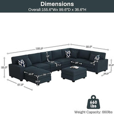 Legend Vansen Modular Sectional Sofa U Shaped Couch with Ottoman Modern Reversible Corner Sectional Couch for Living Room (Charcoal, U Shaped Sofa-5)