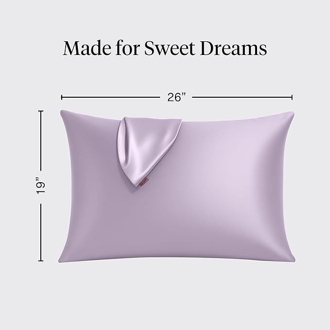 Kitsch Satin Pillowcase with Zipper for Hair & Skin, Softer Than Silk Pillow Cases Queen, Wrinkle-Free, Smooth and Cooling Satin Pillow Covers, Standard Size 19"x26" - Lavender