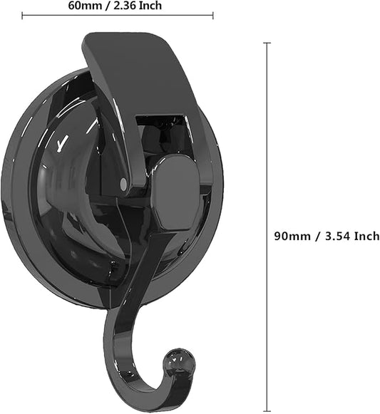 Heavy Duty Vacuum Suction Cup Hooks, Gun Silver Plated Polished Super Suction for Kitchen Bathroom, 6 Pack