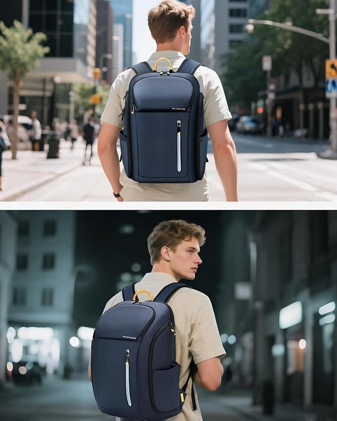 17 Inch Laptop Backpack for Men, Business Travel Anti-Theft Backpack with USB Charging Port, Water Resistant Computer Bag Carry On Flight Approved for Work College Weekender, Dark Blue