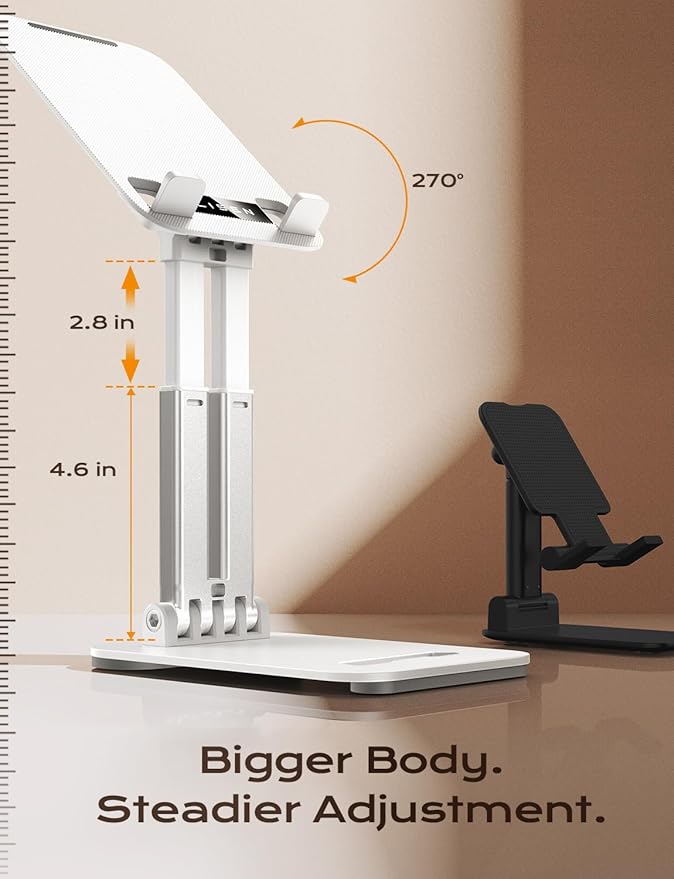 LISEN Tablet Stand for iPad Stand Holder Desk, Foldable Home Office Desk Accessories Travel for iPad Holder Dorm College Essentials Portable Monitor Fits Tabs Kindle iPhone 4-15.9" Black (White)