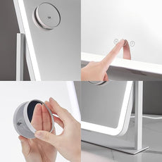 HIEEY Vanity Mirror with Lights, Lighted Makeup Mirror, Three Color Lighting Modes, and 5X Magnification Mirror, Smart Touch Control, 360°Rotation (17.4