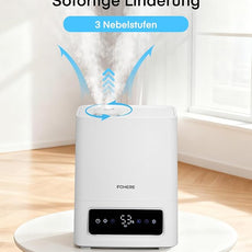 FOHERE 6L Humidifiers for Bedroom, 60H Cool Mist Humidifier for Large Room, 28dB Ultra-Quiet Runtime for Baby, Indoor, Plants, Smart Humidity Sensor, 16H Timer, Night Light, Oil Diffuser, White