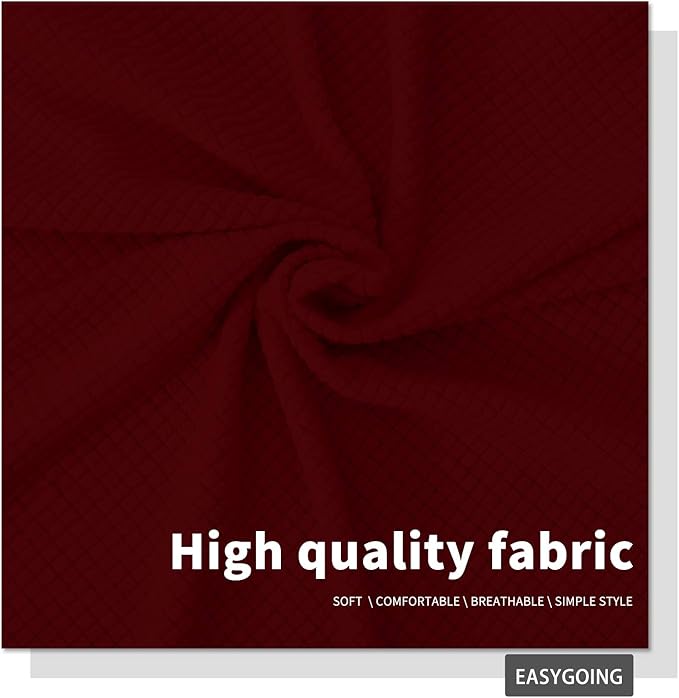 Easy-Going Stretch Bed Headboard Cover,Small Square Jacquard Headboard Slipcover, Dustproof Bed Head Cover for Bedroom (Twin,Wine)