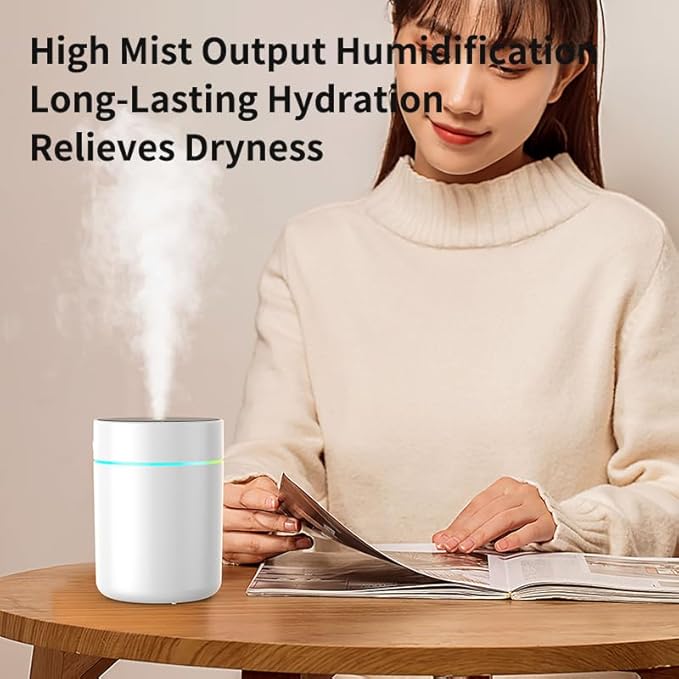 180ml Portable Small Humidifier with Colorful LED Night Light, USB Personal Desktop Humidifier for Car Home Office Travel, Auto Shut-Off, 2 Mist Modes, Super Quiet