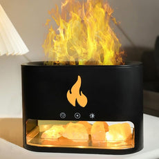 Fireplace Flame Diffuser, Aromatherapy Essential Oil 250ml Himalayan Salt Lamp Cool Mist Ultrasonic Humidifier for Bedroom,Office,Home, Auto Shut-Off, Night Light (Black), (M23)