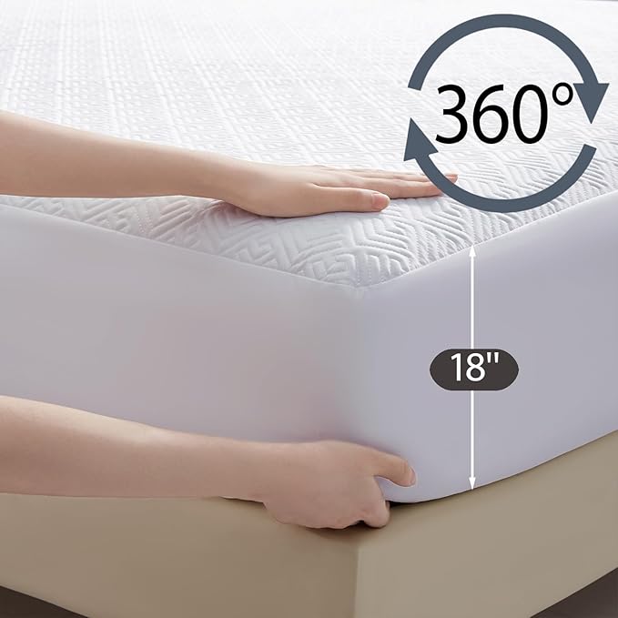 100% Waterproof 39''x80''Mattress Protector 18''Deep Pocket Breathable Incontinence Pads for Adults Kids Elderly Pets Machine Washable and Easy Care Bedwetting Pads(White, Twin XL)