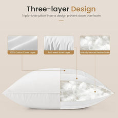 BHZ Euro Throw Pillow Inserts, 14x36 Down Feather Alternative Pillow Inserts Set of 2, Decorative Soft Large Square White Throw Pillows Insert for Couch Bed Dorm Sofa with Cotton Cover