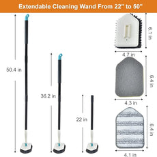 Long Handled Scrub Brush for Shower,3-in-1 Cleaning Brushes with 3 Different Function Cleaning Heads Brush for Shower Cleaning Bathroom Kitchen Walls Tub Tile (White)